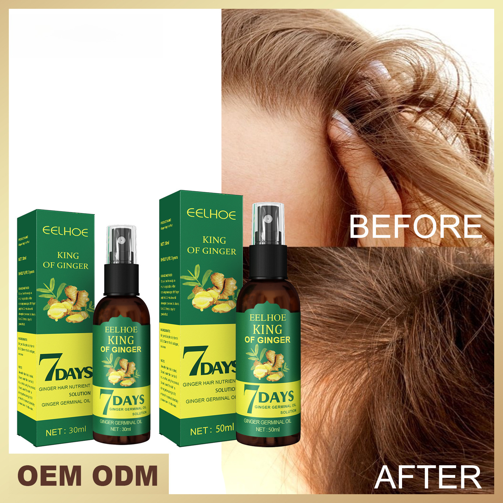 Cross-Border Hot-Selling Product Eelhoe Ginger Hair Spray Scalp Massage Care Shiny Smooth Hair Spray