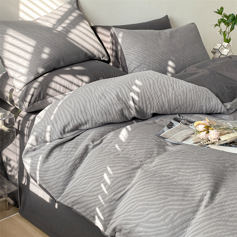 Cama de hilo de tres capas de algodón de cuatro piezas de algodón puro de alta calidad 2025 nueva ropa de cama de tres piezas