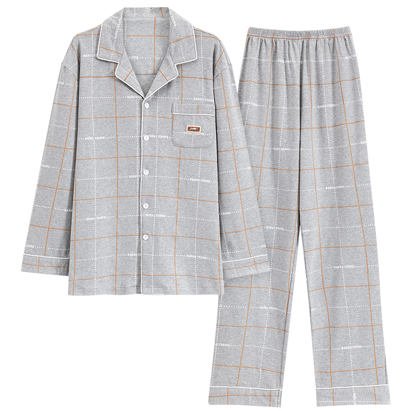 2024 primavera nuevos pijamas de los hombres de mediana edad y ancianos de algodón cardigan jóvenes pantalones de manga larga ropa en el hogar traje casual