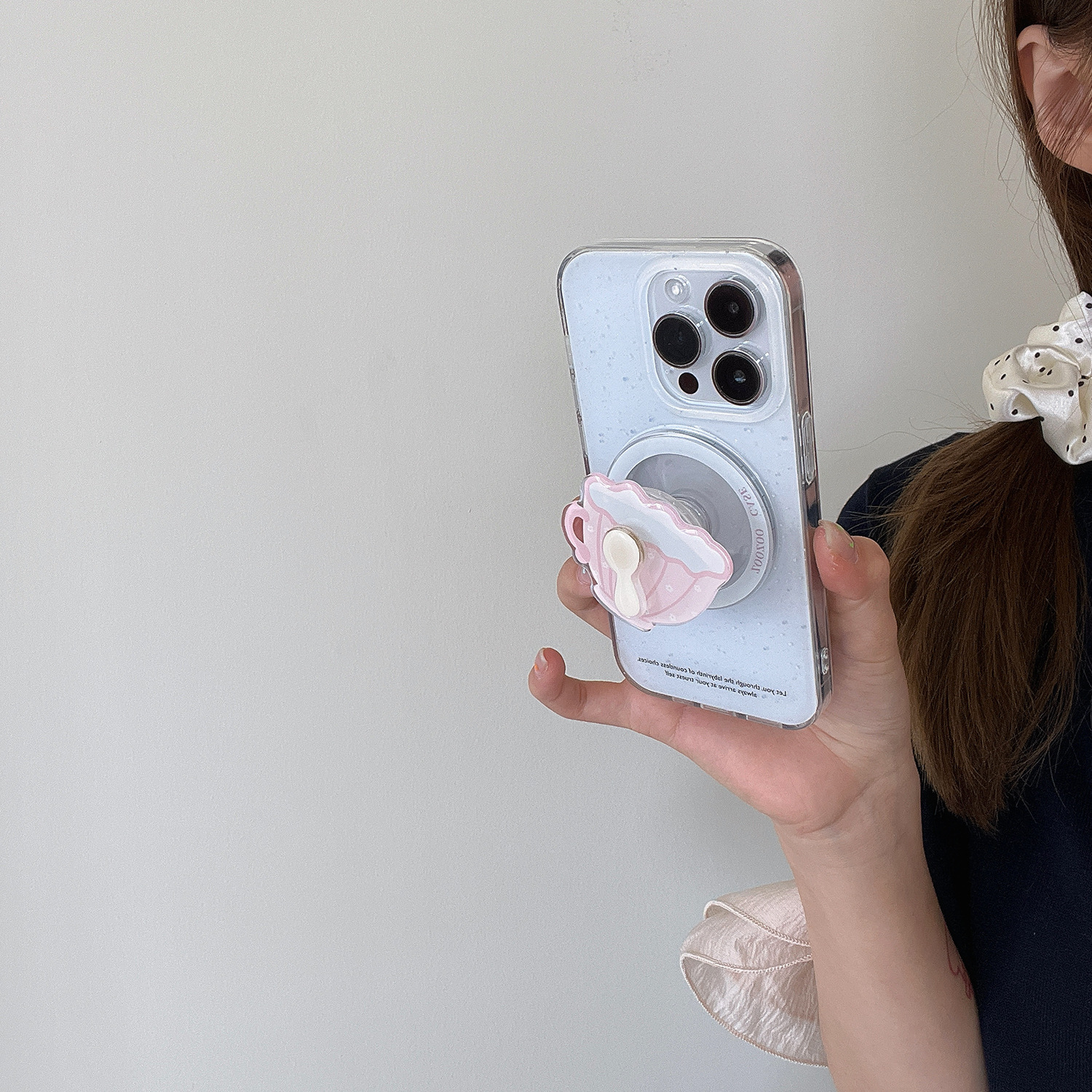 Taza de cuchara de corazón de niña linda coreana para Apple 16ProMax funda para teléfono móvil 15Pro magnético 14/13 nuevo