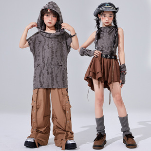 Hip-Hop Children's Fashion Clothes Girls' Jazz Dance Costume Hip-Hop Street Drum Costume suit Show Costume