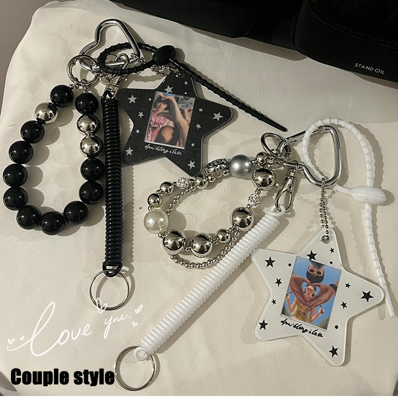 Ins Couple Keychain with Photo Holder, Star-Shaped Pendant, Valentine's Day Gift for Girlfriend, Backpack Decoration Ins Couple Keychain with Photo Holder, Star-Shaped Pendant, Valentine's Day Gift for Girlfriend, Backpack Decoration