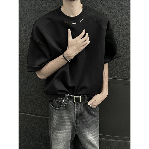 American Street Metal Structure Men's Short Sleeve T-Shirt 2025 Summer New Trend Brand Niche Loose Five-Button Up Shirt