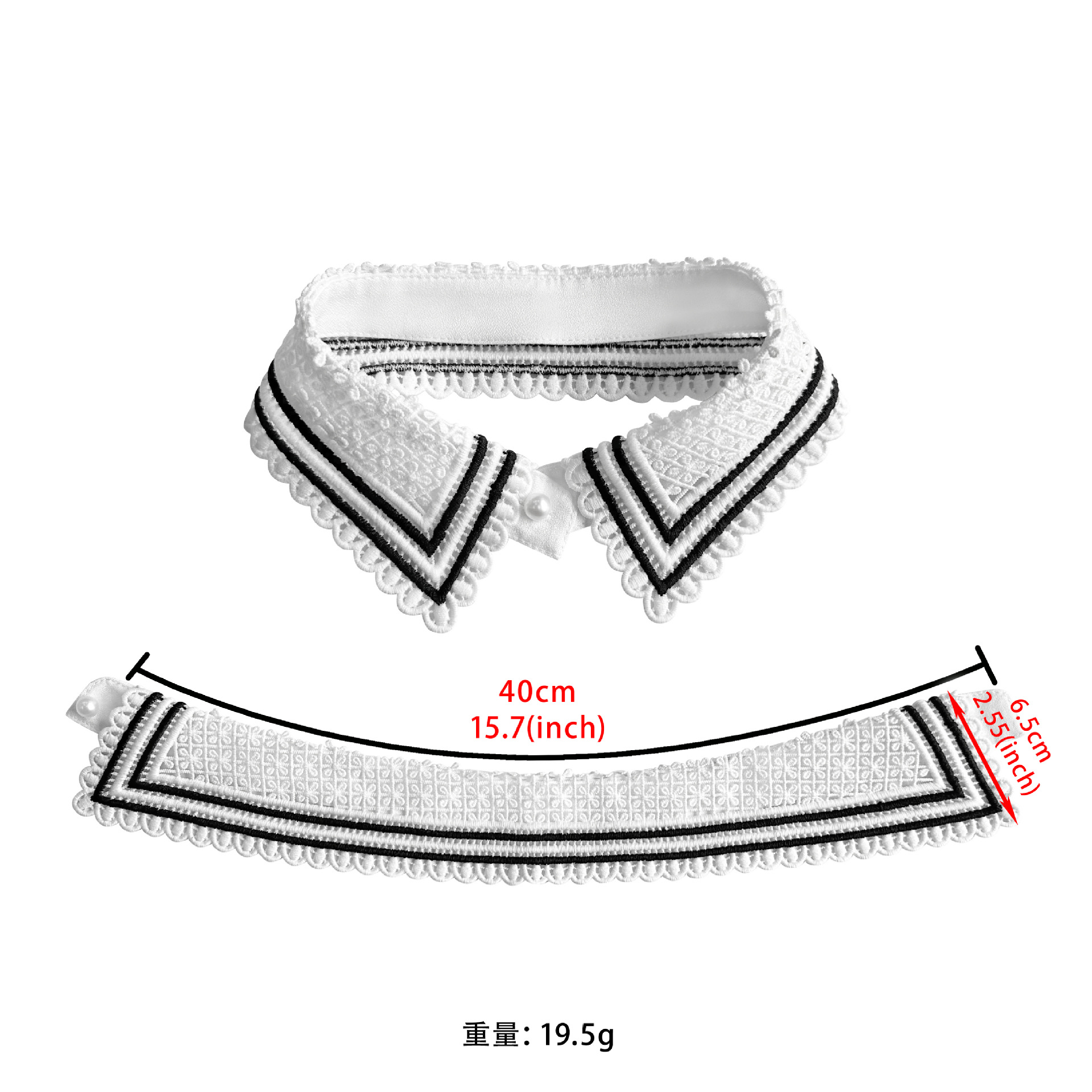 Botón frontal bordado soluble en agua falso cuello de moda hueco cuello tridimensional con suéter camisa falda en stock al por mayor