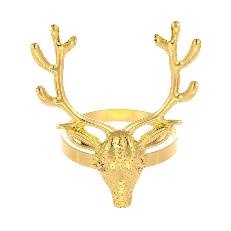Christmas Napkin Ring Deer Head Napkin Buckle Party Table Decoration Metal Napkin Ring Cloth Ring Manufacturer Wholesale