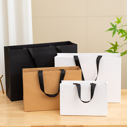 Simple leather gift bag shopping bag clothing handbag screw rope packaging bag white cardboard bag Zhuofan 