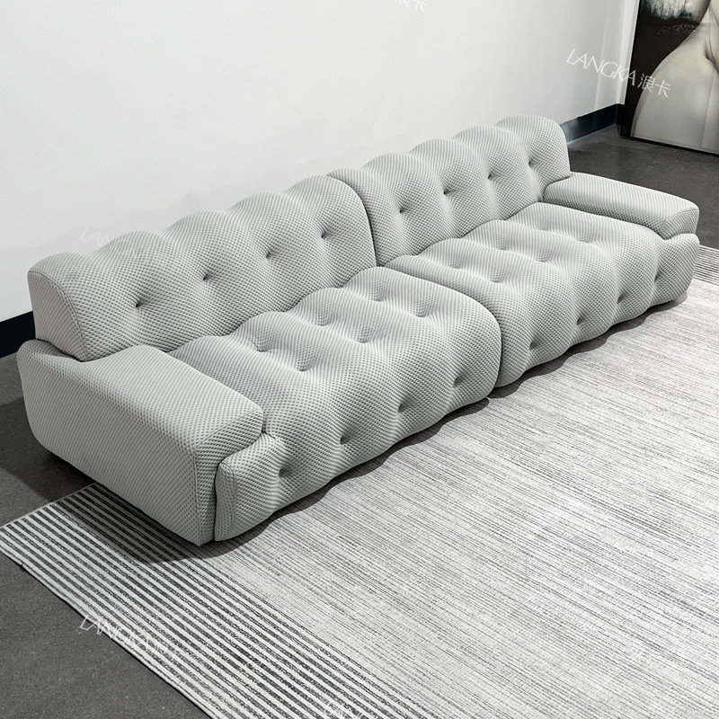 Sofá de compresión de vacío sofá de comercio exterior italiano minimalista 3D línea recta diseñador de casa sofá de hebilla