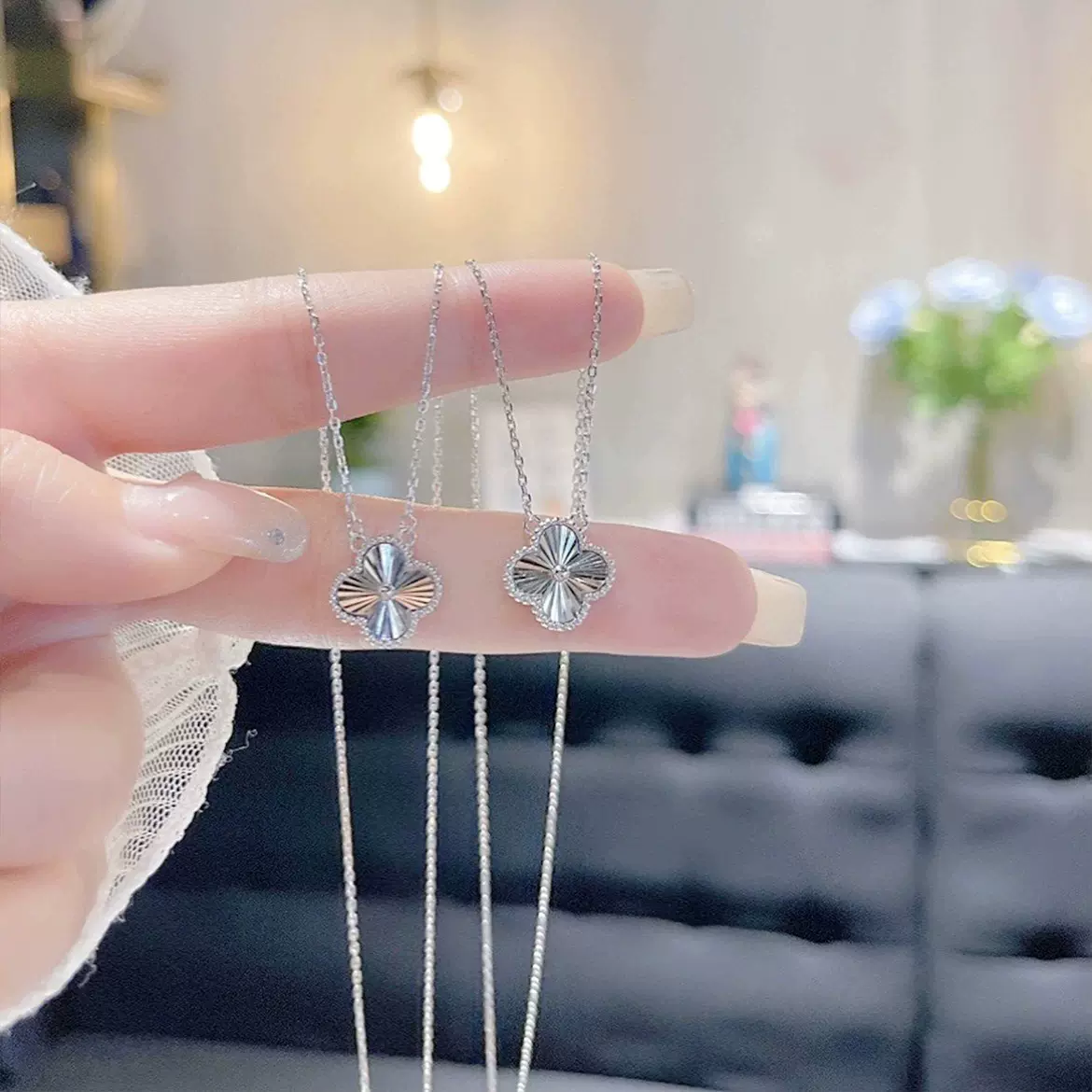四叶草s925纯银项链女百搭锁骨链小众高级感吊坠情人节送女友礼物