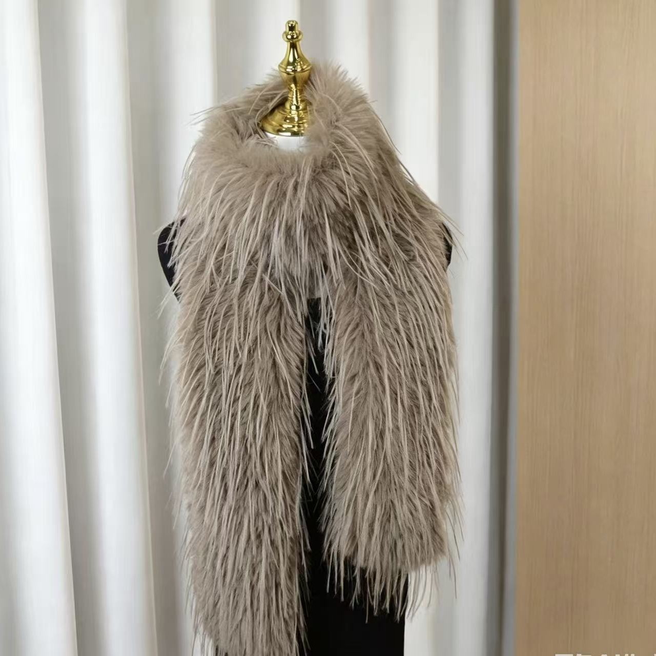 Cross-border supply of tassel plush scarves, versatile outdoor plush thickened long-pile scarves, soft and warm rectangular scarves