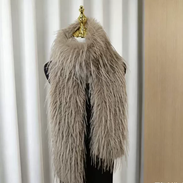Cross-border supply of tassel plush scarves, versatile outdoor plush thickened long-pile scarves, soft and warm rectangular scarves