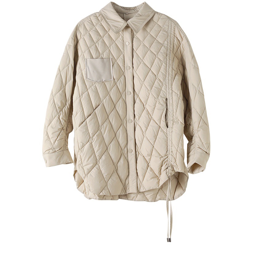 Agujero M 90 terciopelo Otoño e Invierno nueva moda casual solapa color sólido cordón diseño gris pato abajo chaqueta abrigo