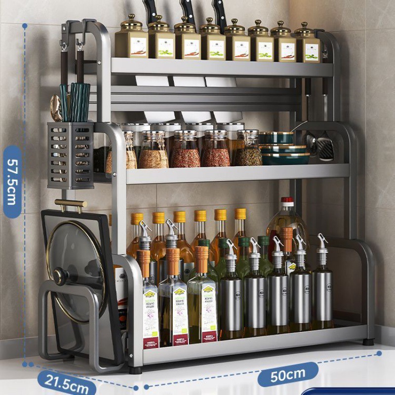 건그레이 3단 50.1 접시걸이 후크 4개 + 칼꽂이 젓가락통 - 안정적인 구조, 녹 방지 및 내마모성 - 대형