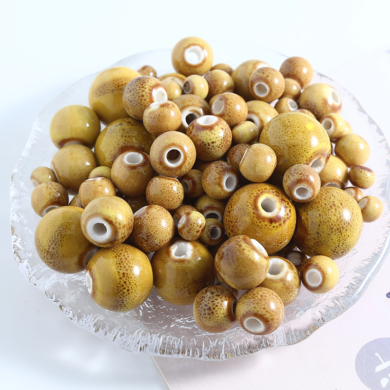 diy bracelet accessories ceramic beads retro style beaded accessories small jewelry flower glaze yellow ceramic beads accessories materials