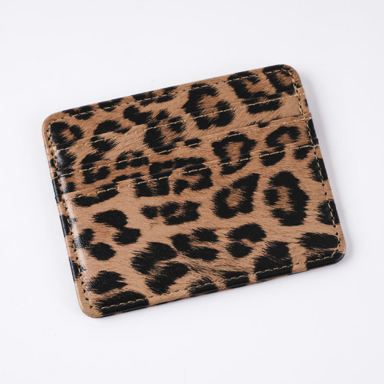Cross-border Explosions Leopard Print Folding PU Leather Card Bag ID Bag Creative Bank Card Bag Bus Card Case Lightweight Card Holder