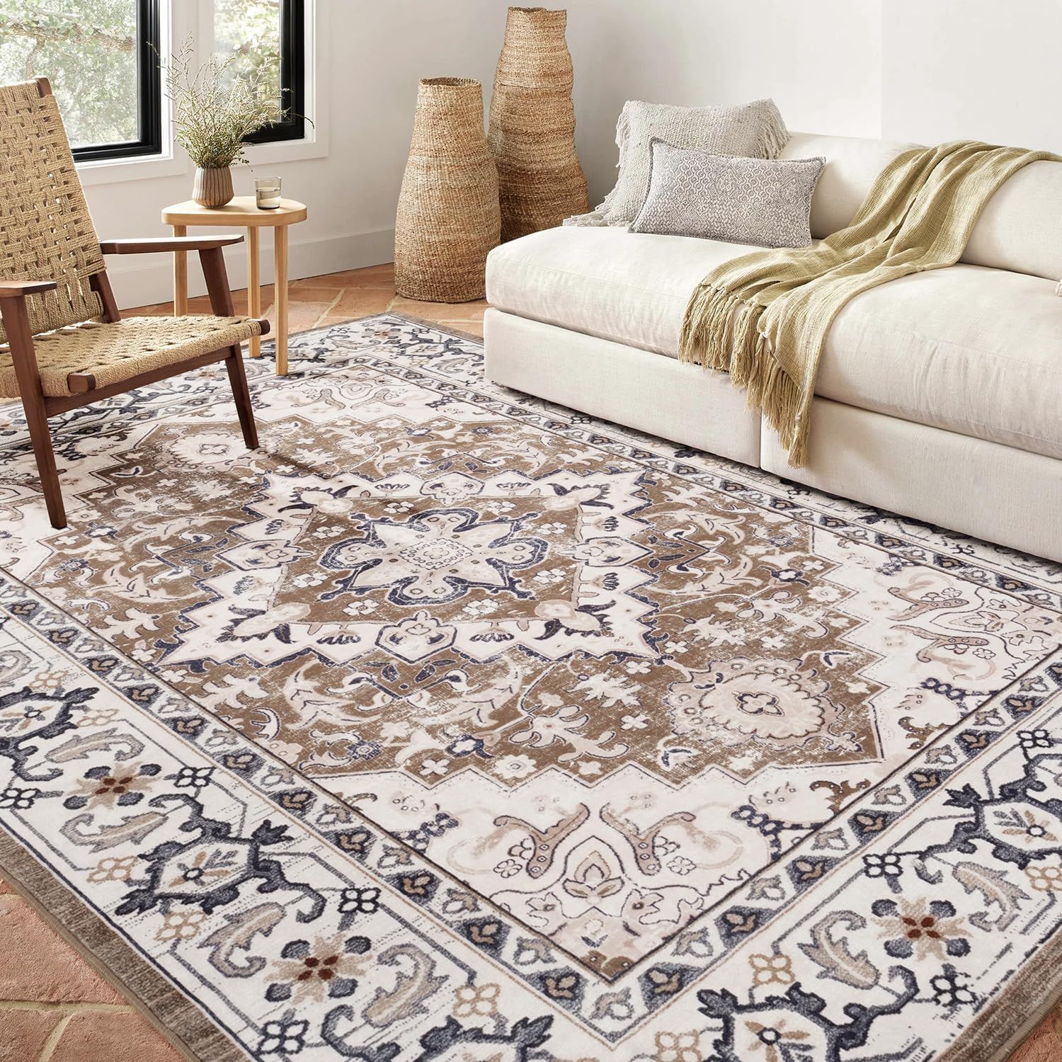 Amazon temu alfombra de sala de estar persa retrógrada alfombra de dormitorio resistente a la suciedad a prueba de polvo fácil de cuidar alfombra de suelo etiquetado