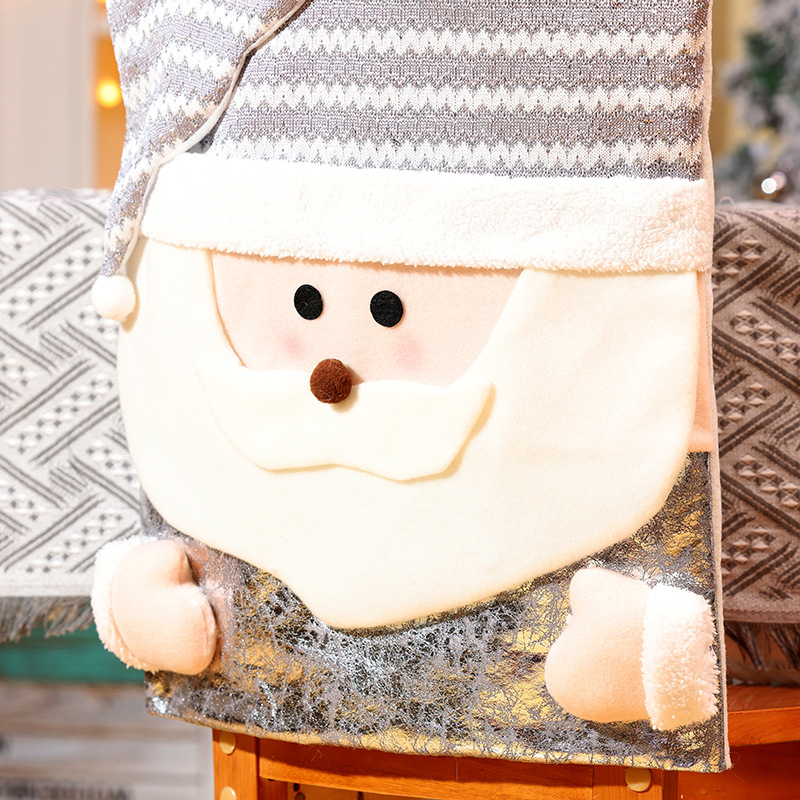Nouvelles décorations de table et de chaise de Noël Père Noël Bonhomme de neige Poupée stéréo Housse de chaise Robe de maison_voghion.com