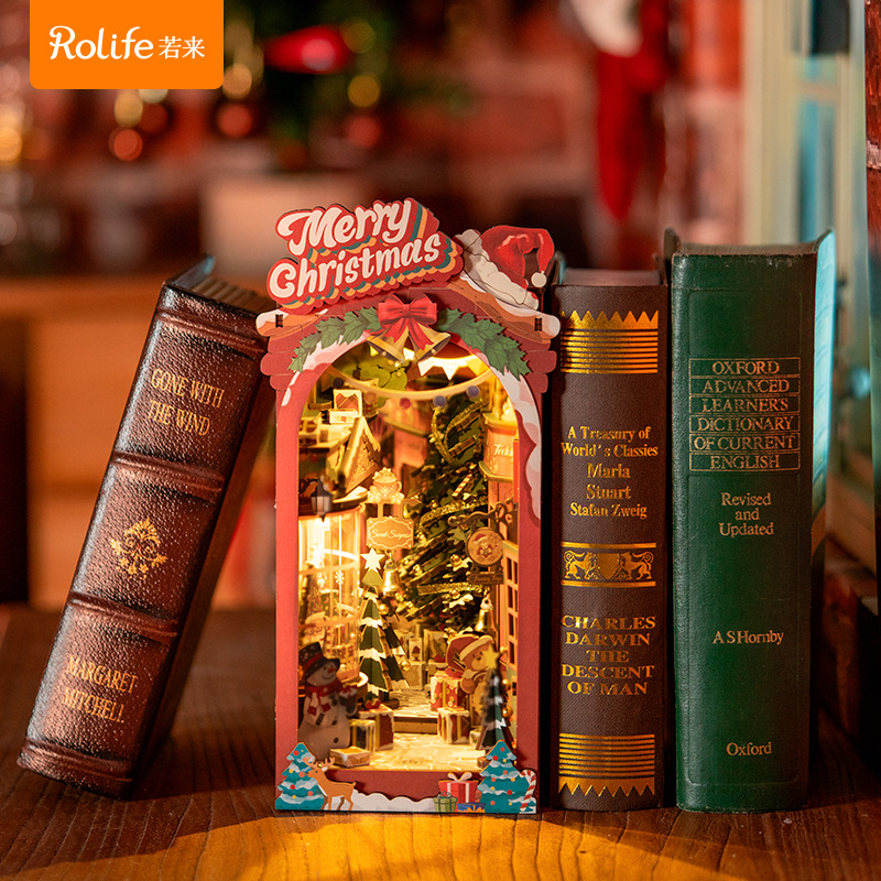 Rollife Ruo Lai Street View Set Book Li Diy House Book Room Secret Land Escritorio Decoración Juguetes Regalo de cumpleaños