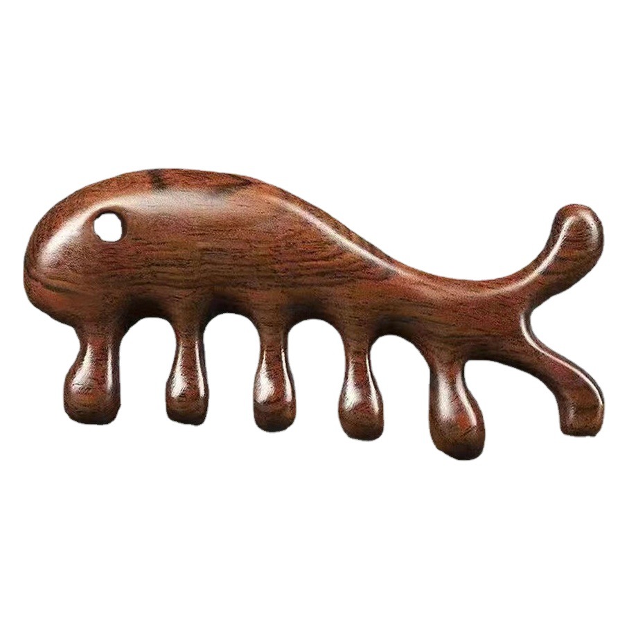 Sándalo ballena cerdo meridiano masaje peine cabeza cuello ojo bolsa nariz puente masaje multifuncional sándalo verde palo de rosa