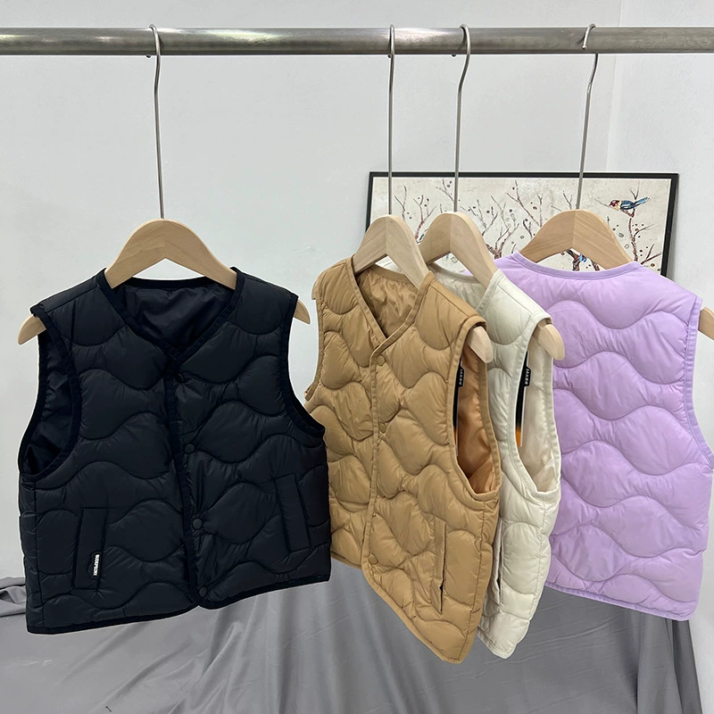 2024 Новый зимний мальчик девочка легкая пуховая жилет теплый утка детское плечо