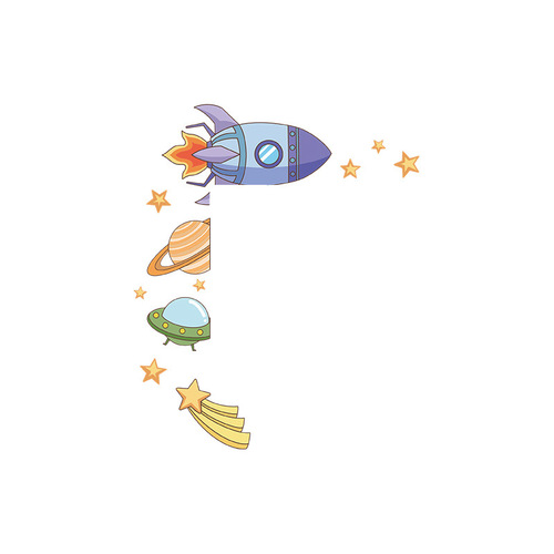 LD-K012 cartoon rocket ship star bedroom living room entryway switch sticker home wall decoration wall sticker