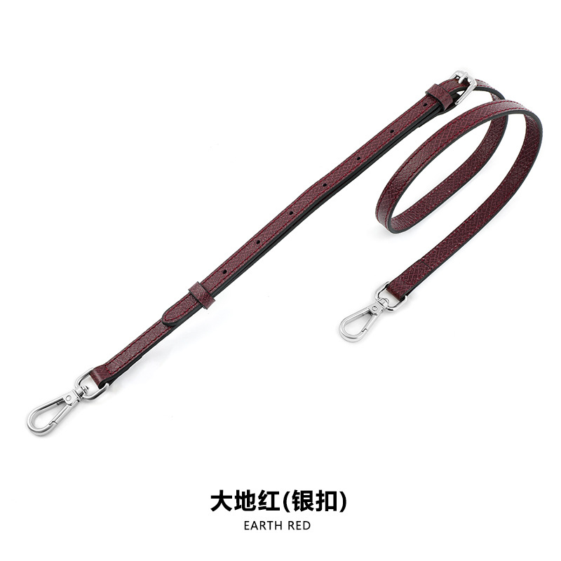A- 48 first layer cowhide 1.2cm adjustable earth red silver buckle