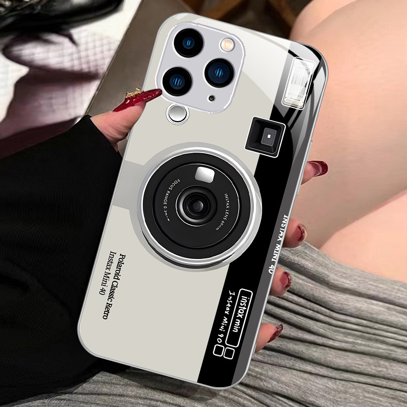 Suitable for Apple 15/Pro/PLUS Creative Camera Apple 11Pro Liquid Glass Case Full Coverage Anti-fall Promax