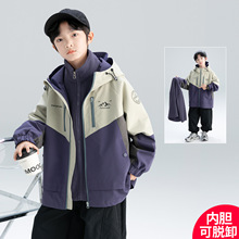 男童冲锋衣三合一可拆卸秋冬款2025新款秋季男孩中大儿童秋装外套