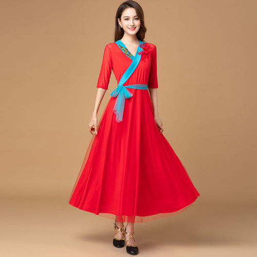 Luoshen Spring and Summer New Square Dance Costume Set Women's Classical Ethnic Dress Performance Hanfu Performance Dance Costume