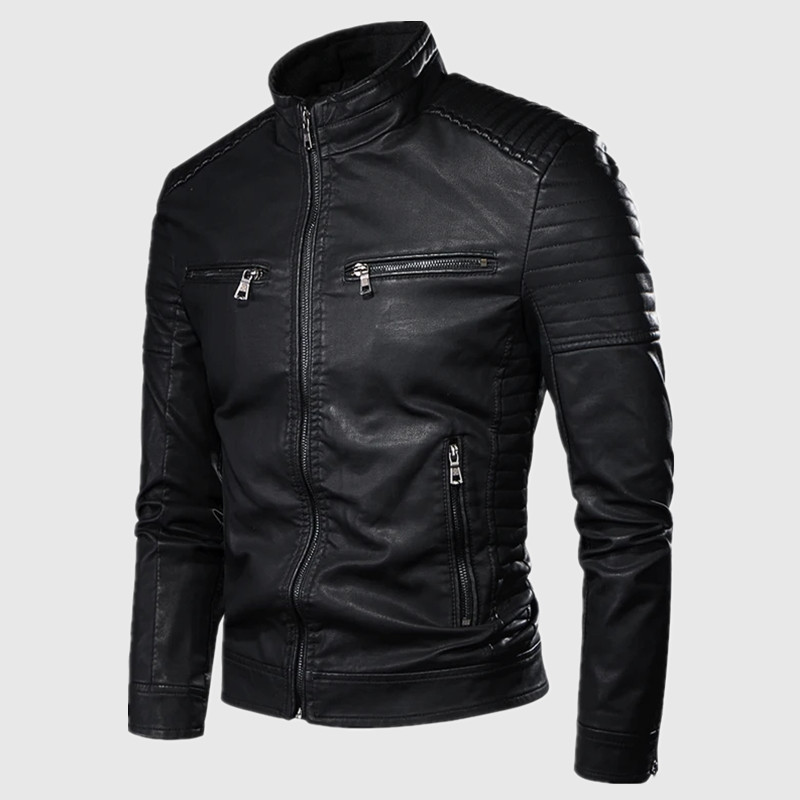 Middle-aged Youth Leather 2024 Jacket Men's New Jacket Men's Autumn and Winter Fashion Slim-fit Collar Fashionable Leather Jacket