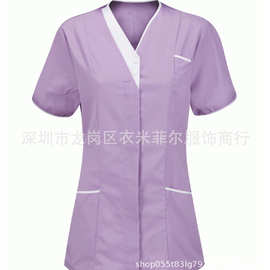 女士V领护士保健护士制服诊所女佣护工防护服上衣