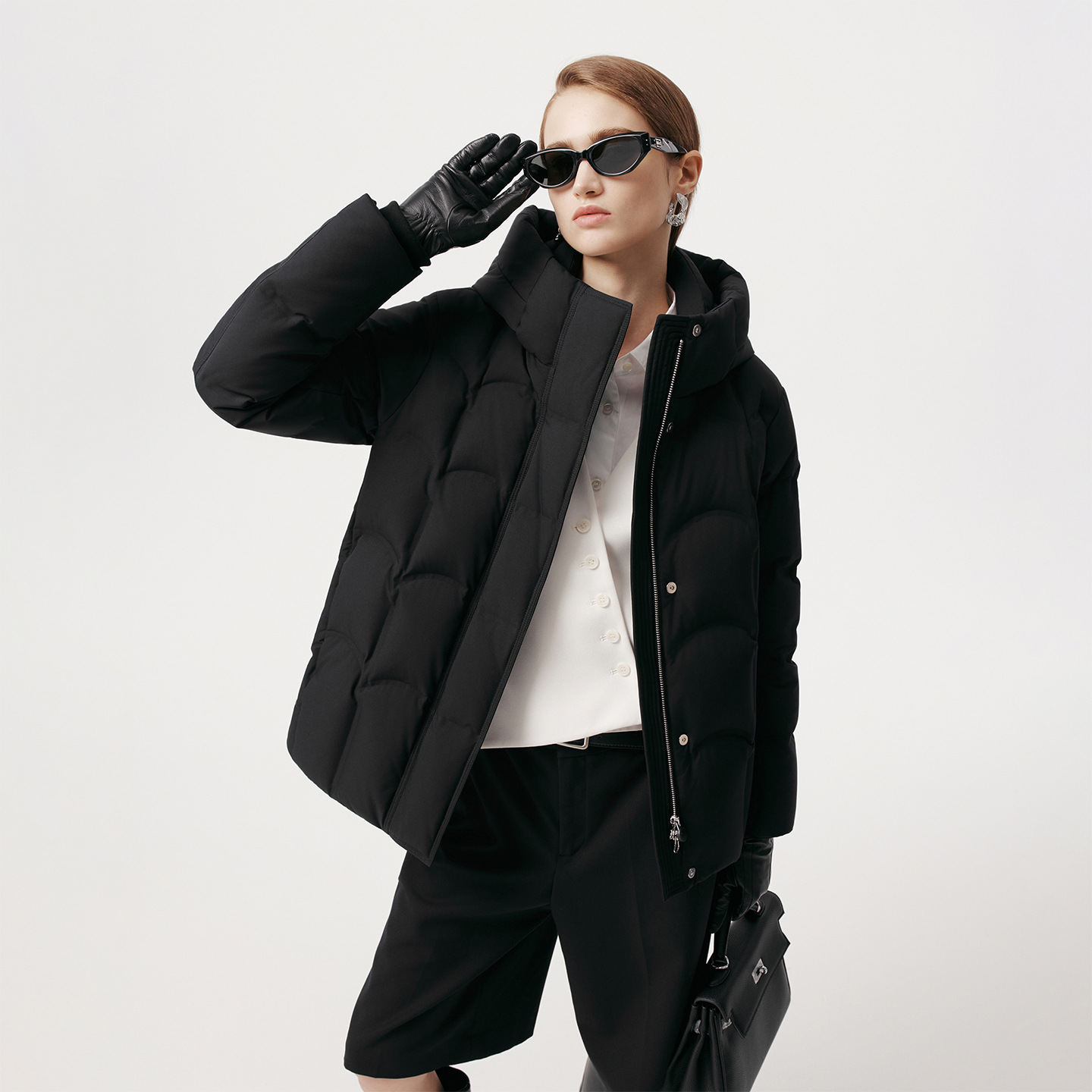 Tambor Goose down Hooded Short down Jacket Women's Fashionable Thickeneded Warm Jacket Tb5520392A