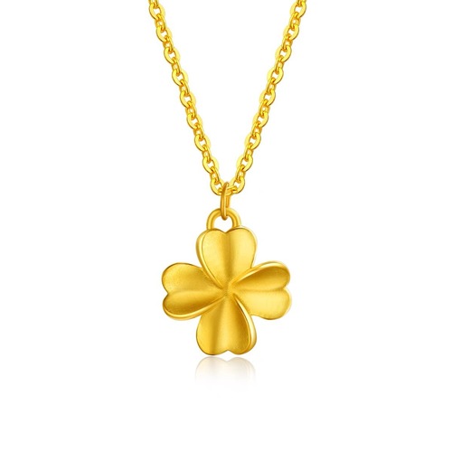 Vietnamese Gold-Plated Four-Leaf Clover Necklace for Women, Imitation Gold Design, Simple & Versatile Set Chain with Pendant, Clavicle-Length Chain—Wholesale Price