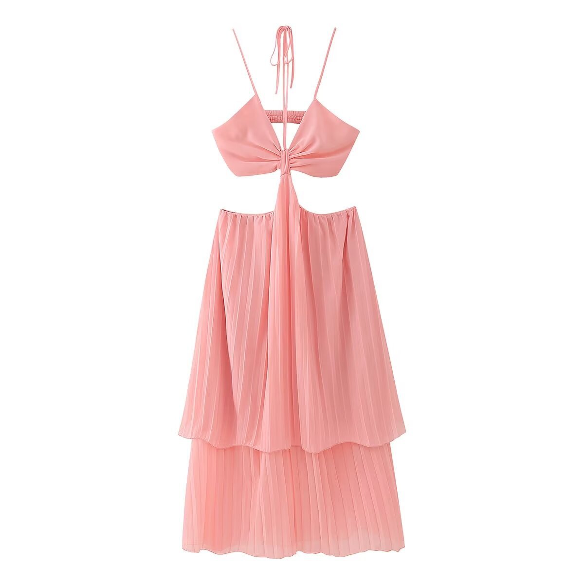 Cross-border Women's 2024 Spring and Summer New European and American Style Fashion Sexy Strap Pleated Sleeveless Chiffon Dress Wholesale