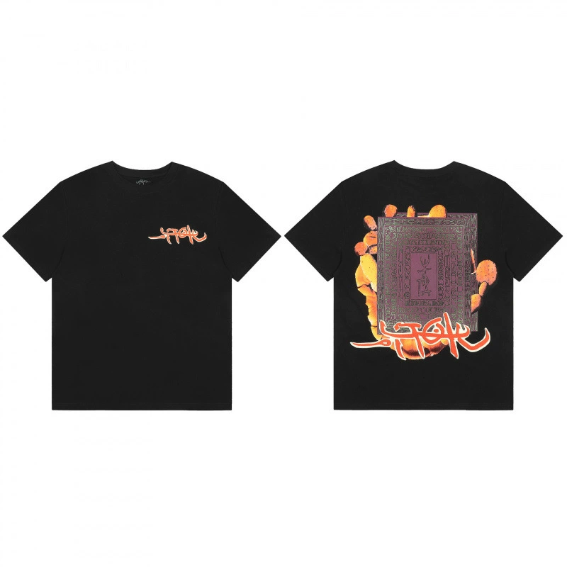 Travis Scott Cactus Jack Модная физиономия Роза стела рисунок повседневная футболка с коротким рукавом