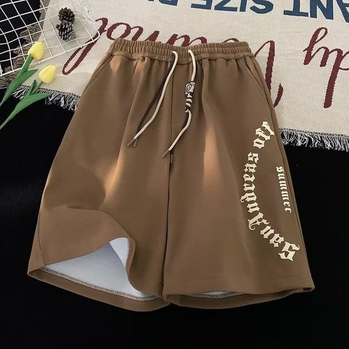 American Street Print Casual Shorts for Men, Summer, Niche Design Brand, Straight Leg Wide Leg Sports Five-Finger Shorts