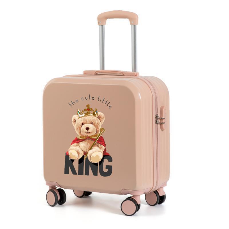 Lindo equipaje para niños de las mujeres de dibujos animados ligero trolley caso niño y madre embarque universal rueda 18 pulgadas maleta contraseña
