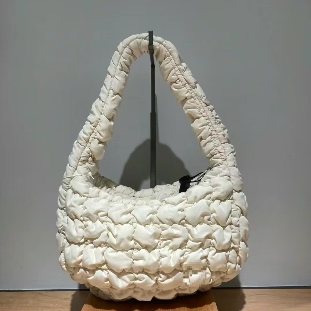 2024 New COS Medium Cloud Bag Niche One-Shoulder Underarm Bag Quilted Dumpling Bag Portable Folded Bag for Women