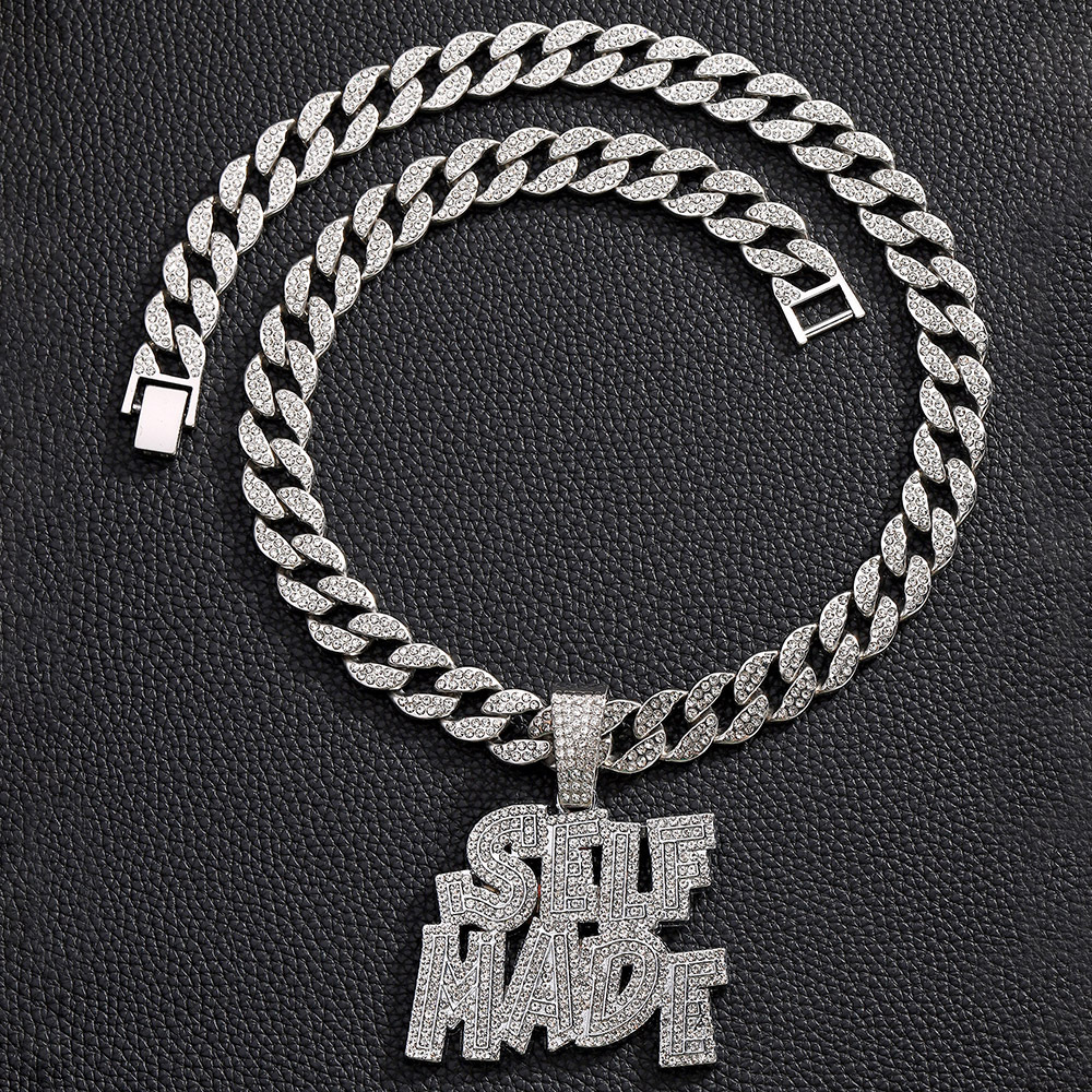 Hip-hop SELFPAID doble colgante de letras personalidad creativa moda masculina collar de hip-hop personalizado fabricante transfronterizo
