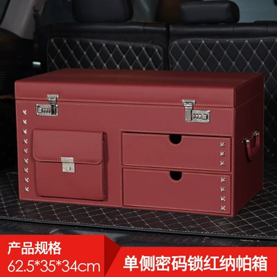 car finishing box factory, Car storage bag/box - extra-large-red-nappa-leather-unilateral-combination-lock-2422