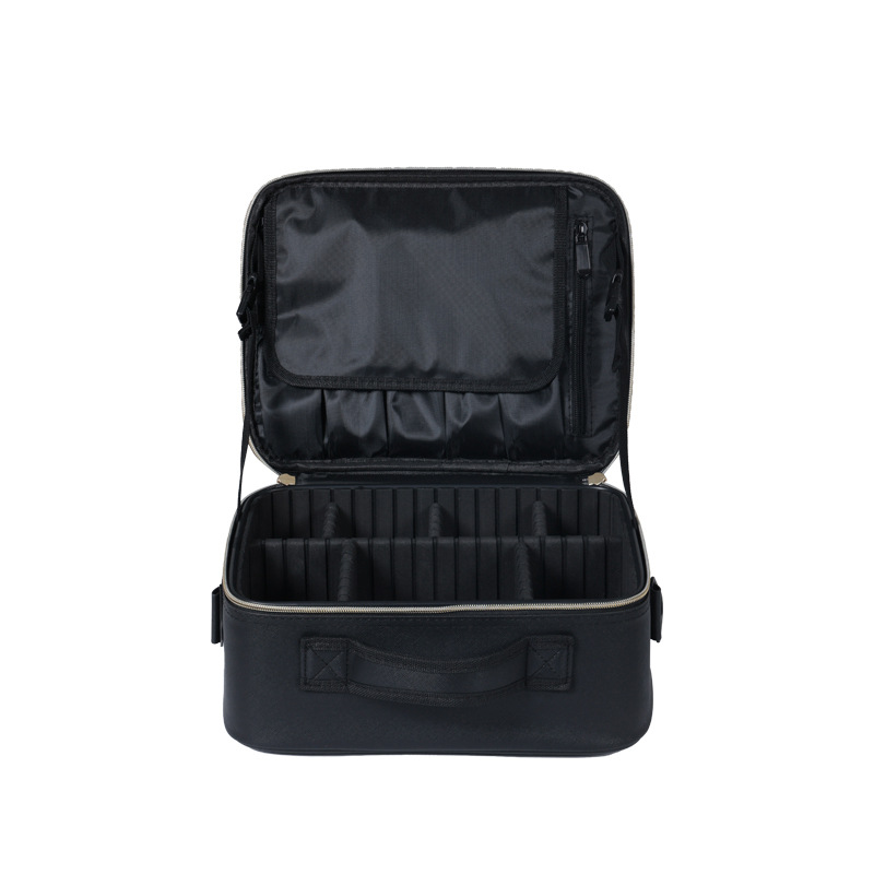 Bolsa de almacenamiento de pinceles de maquillaje de venta directa de fábrica, bolsa de cosméticos de gran capacidad y alto valor de tamaño completo multicolor, caja de cosméticos que se puede levantar