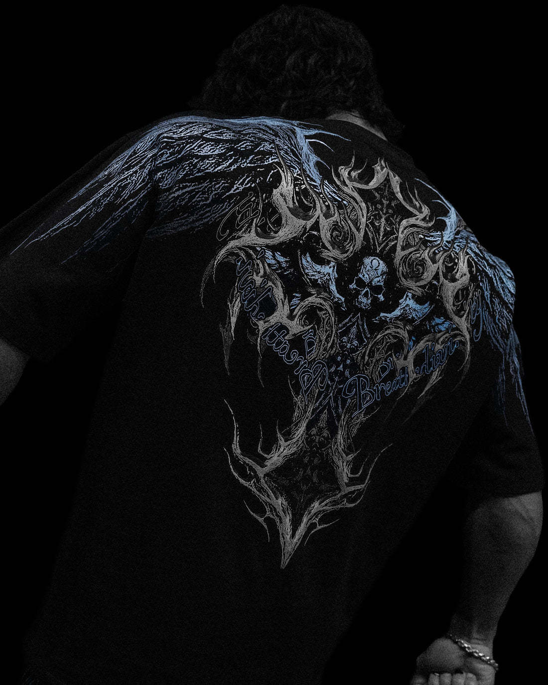 Breathedivinity's New Dark Gothic Dragon Style Loose-fit Plus-size Pure Cotton Men's Short-sleeve T-shirt 008_viptrois.com
