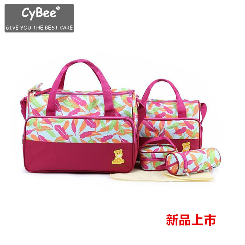 Fashionable Printed Huayao Cloth Mummy Bag Five-piece Set Bag Multifunctional Large Capacity Mother and Baby Crossbody Mommy Bag for Outings
