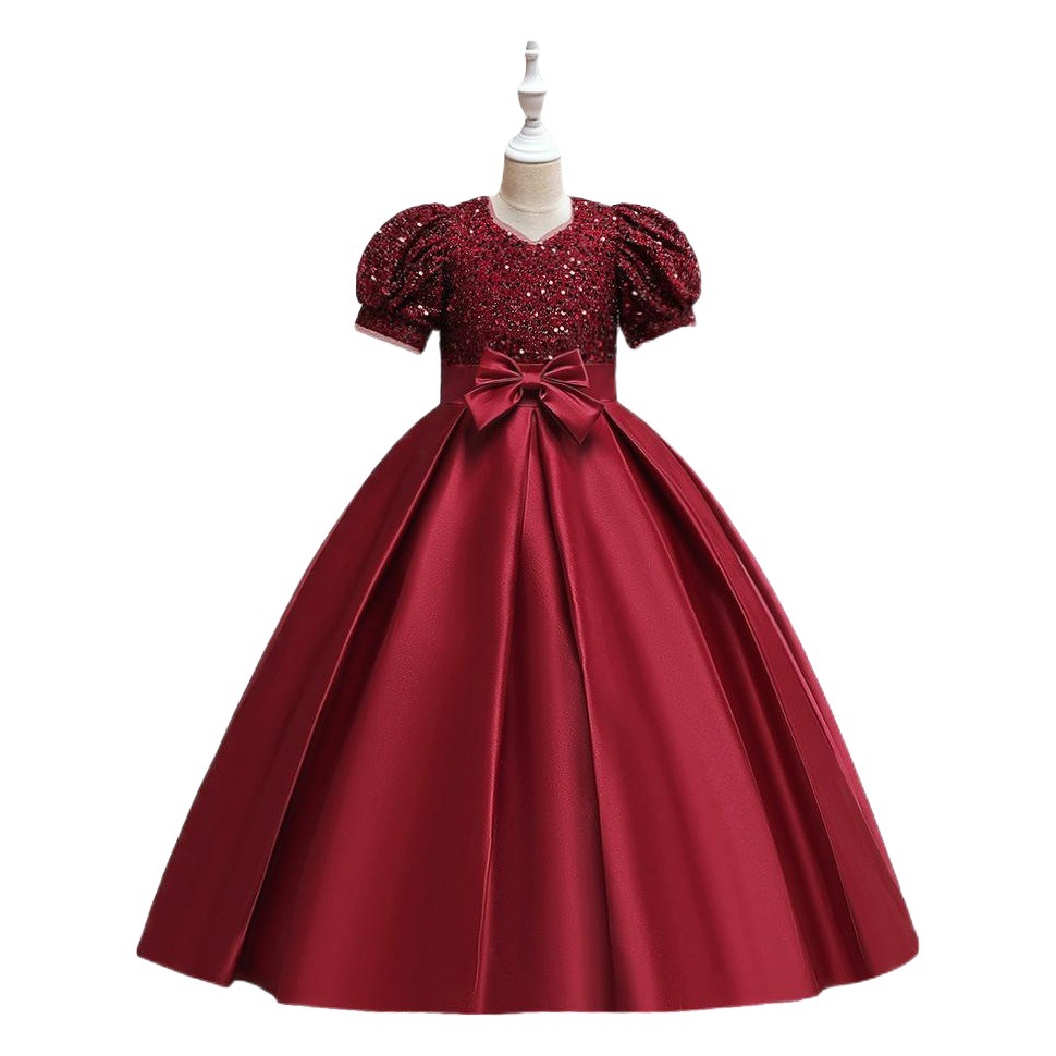 Vestido de niña, vestido de cumpleaños, mangas abullonadas, anfitriona, actuación de piano, niña de las flores, boda, niña pequeña.