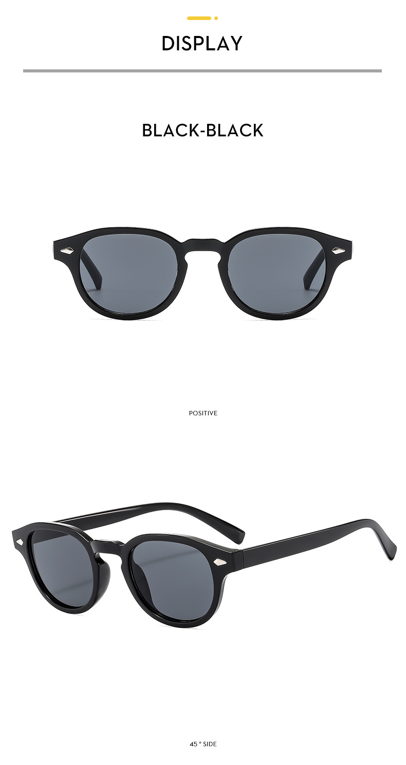 24g Weight Full Frame Glasses Structure Sunglasses Classification Ac, UV400 Protection Lens Material Round Frame Glasses Style Outdoor, Travel Occasion Solid Color Pattern Men's Gender IG Style, Streetwear Style Grey, Black Color IG Style Streetwear Solid Color Ac UV400 Protection Round Frame Full Frame Men's Sunglasses 11