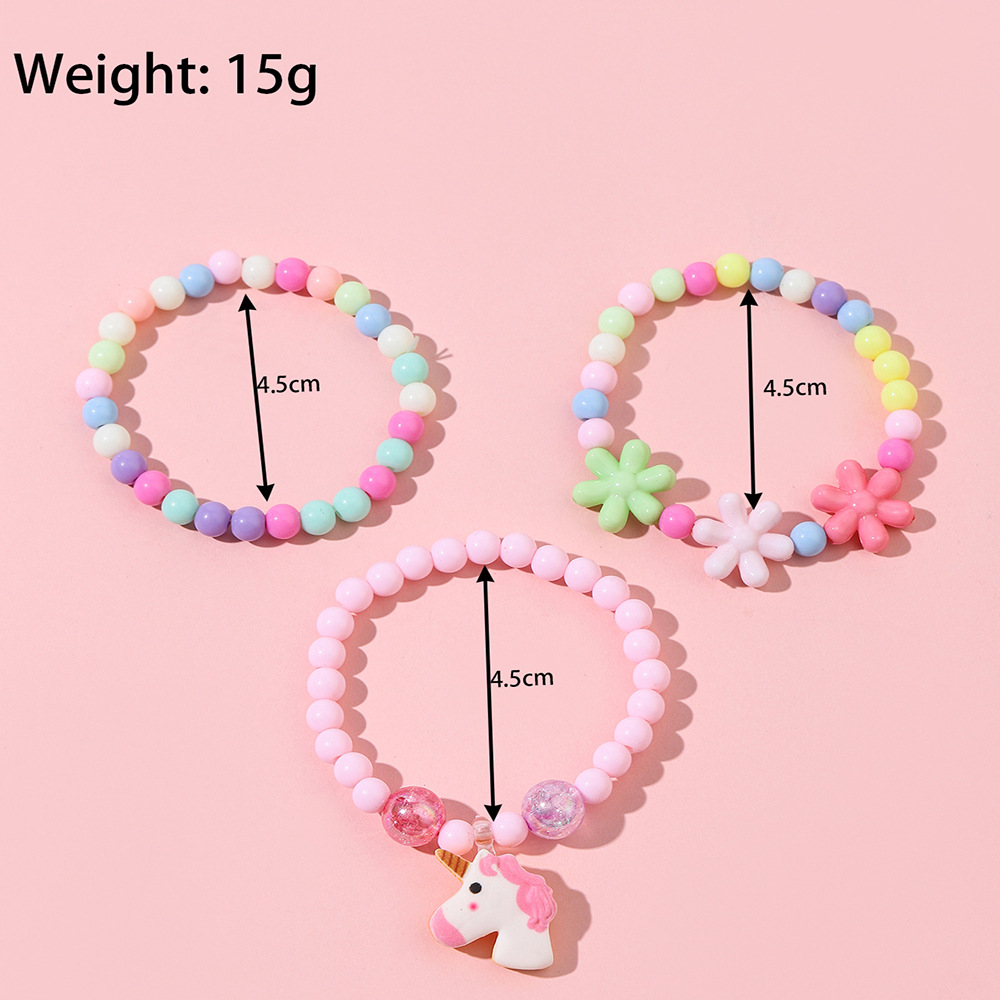 fashion colorful Unicorn decor Acrylic Beaded Bracelet Set