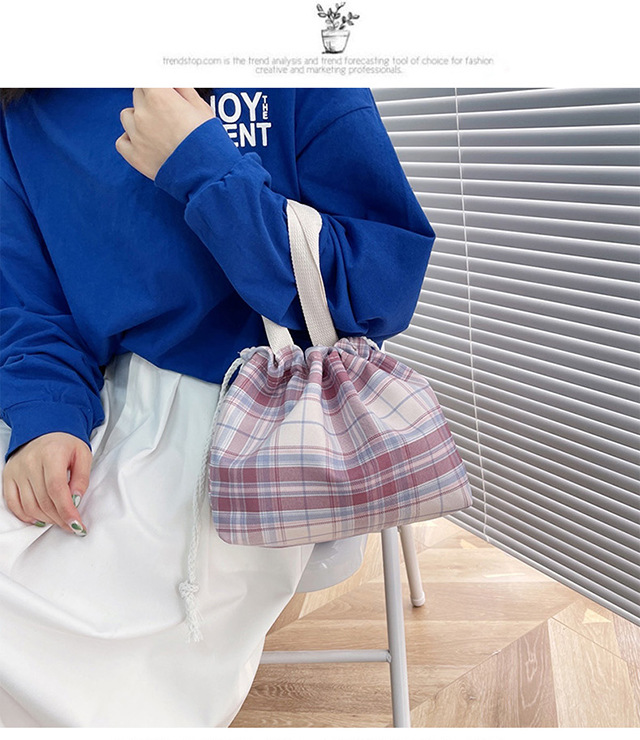 JK Japanese-style small bucket tote canvas bag, new simple and versatile, artistic single-shoulder hand-carry lunch box bag for women Item Picture