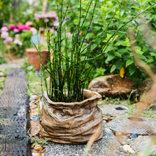 水泥麻布口袋花盆花篮花器种植绿植北欧INS创意礼物花园装饰