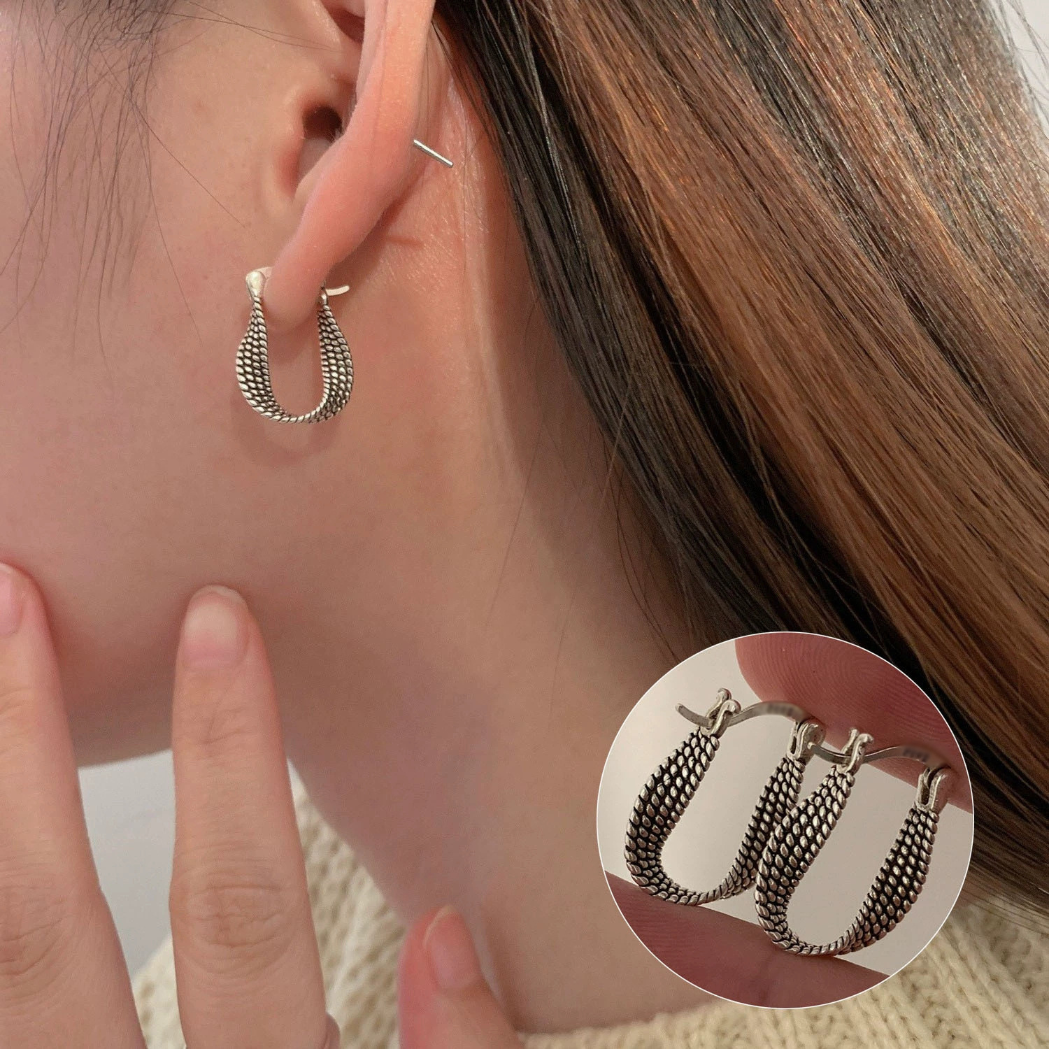 Estilo coreano S925 Plata pequeños pendientes de perlas simples de las mujeres pendientes de temperamento de moda retro pendientes ins pendientes artísticos