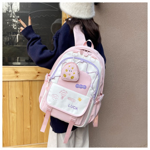 Macaron Color Girl Backpack New Primary School Student Large Capacity Backpack Female Junior High School Student High School Student Multifunctional Bag
