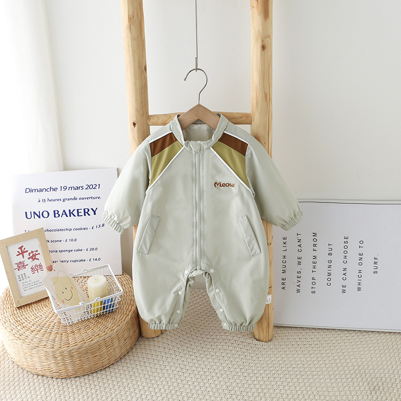 嬰兒春裝洋氣韓版寶寶連體衣滿月百天小孩簡約外出服新生兒衣服